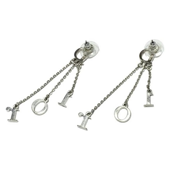 Auth DIOR/ChristianDior - Silver Clear Hardware Rhinestones Earrings - Picture 2 of 3